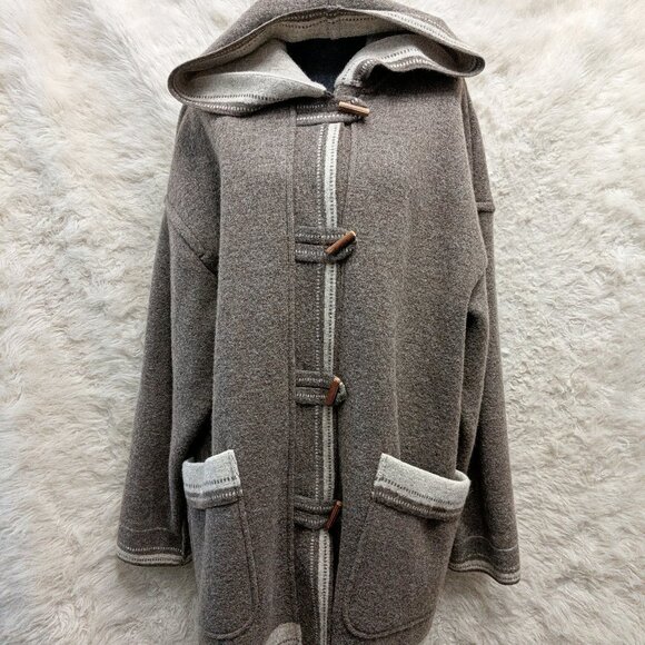 Geiger Collection Women's Austrian Pure New Wool Gray Buttons Up Coat Size 44 - Picture 1 of 9